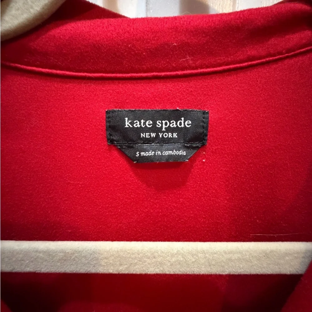 Ladies Pajama Top Kate Spade Long Sleeves S Red, White Poly Very Soft